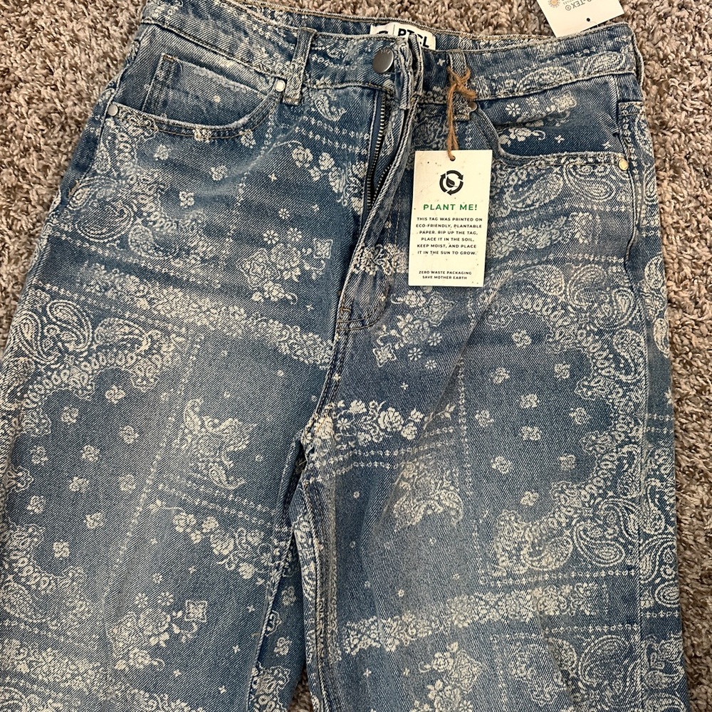 Women's Blue Bandana Print Jeans
